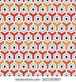 Patrón sin fisuras de nido de abeja. Adorno de azulejos de mosaico hexagonal. Impresión de superficie étnica. Fondo de figuras geométricas repetidas. Fondo de pantalla ornamental. Papel digital de diseño geo moderno. Vector abstracto trabajo de arte