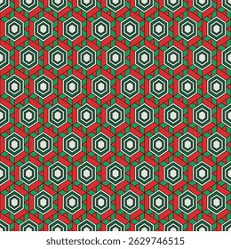 Honeycomb seamless pattern. Hexagon mosaic tiles ornament. Ethnic surface print. Repeated geometric figures background. Ornamental wallpaper. Modern geo design digital paper. Vector abstract work.