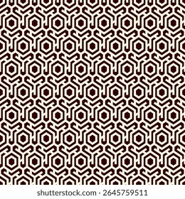 Nahtloses Muster mit Wabenstruktur. Hexagon Mosaik Fliesen Ornament. Ethnischer Oberflächendruck. Wiederholte geometrische Figuren Hintergrund. Ziertapeten. Modernes Digitalpapier für Geo-Design. Vektorabstrakte Arbeit.