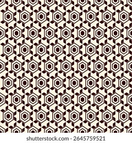 Patrón sin fisuras de nido de abeja. Adorno de azulejos de mosaico hexagonal. Impresión de superficie étnica. Fondo de figuras geométricas repetidas. Fondo de pantalla ornamental. Papel digital de diseño geo moderno. Vector trabajo abstracto.