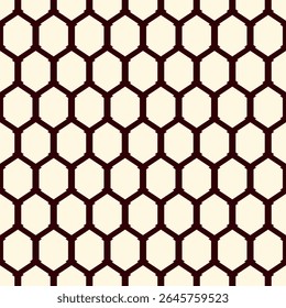 Honeycomb seamless pattern. Hexagon mosaic tiles ornament. Ethnic surface print. Repeated geometric figures background. Ornamental wallpaper. Modern geo design digital paper.