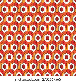 Padrão sem emenda de favo de mel. Hexágono mosaico azulejos ornamento. Impressão de superfície étnica. Fundo de figuras geométricas repetido. Papel de parede ornamental. Papel digital de design geográfico moderno. Trabalho de vetor abstrato.