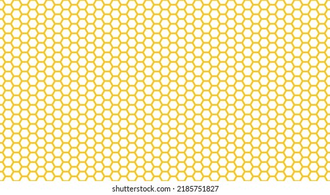 Honeycomb seamless pattern with outline yellow geometric hexagonal grid texture vector background.