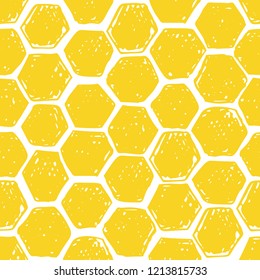 Honeycomb seamless pattern. Vector hand drawn illustration.