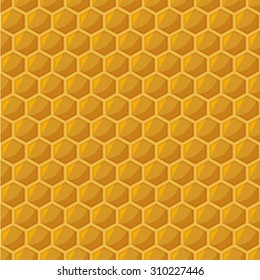 Honeycomb seamless pattern, yellow hexagon texture, vector  illustration