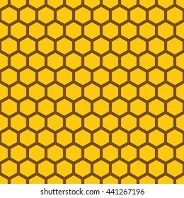 Honeycomb seamless pattern.Vector illustration.Hexagonal cell texture. Grid on yellow background.Geometric design. Modern stylish abstract texture. Template for print, textile, wrapping and decoration