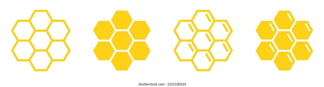 Honeycomb set Icon. Honey bee icon, vector illustration
