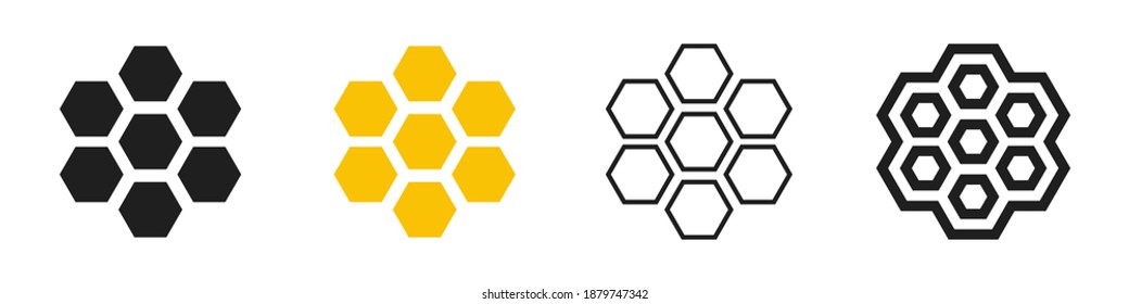 Honeycomb set vector illustration isolated on the white background.