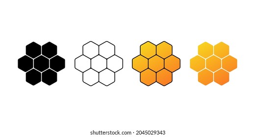 Ilustración vectorial de conjunto de Honeycomb aislada en el fondo blanco. La comida es dulce y sabrosa. Textura de abeja. Ilustración vectorial.
