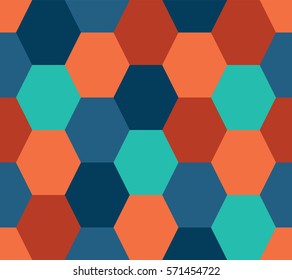Honeycomb shades of red, orange and blue