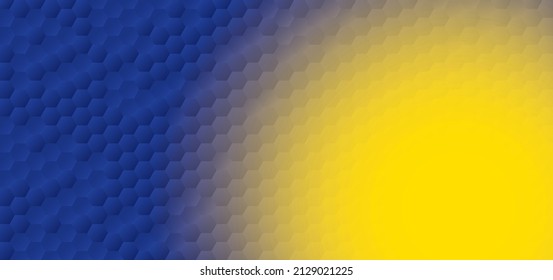 Honeycomb shape blue Background have copy space yellow color, polygon blue and yellow background, Embossed Hexagon