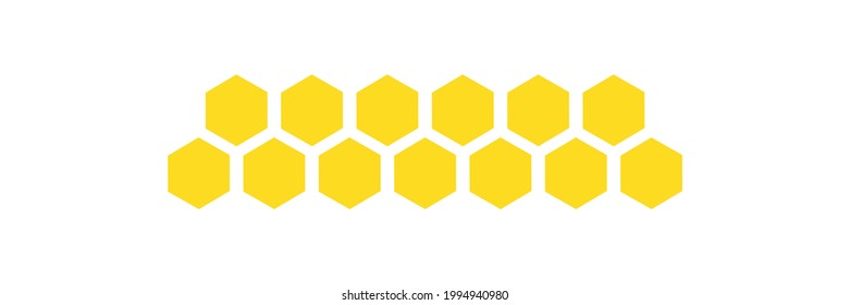 Honeycomb shape in line shape. Hexagon elements set. Sweet food symbol. Propolis sign. Vector illustration isolated on white background