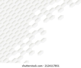 Honeycomb shape white Background have copy space, polygon white background, light and shadow on white paper background, Embossed Hexagon