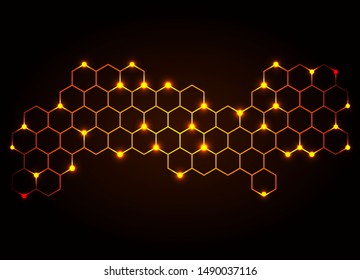 Honeycomb shiny  background. Vector illustration for card.