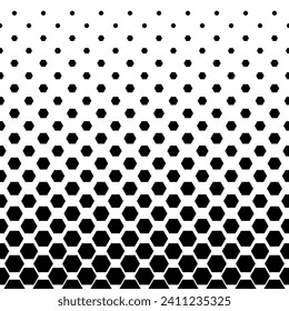 Obturadores de honeycomb de medio tono de diseño vector de un patrón de fondo de arte mínimo sin fisuras.