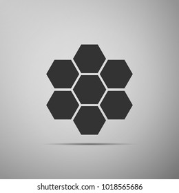 Honeycomb sign icon isolated on grey background. Honey cells symbol. Sweet natural food. Flat design. Vector Illustration