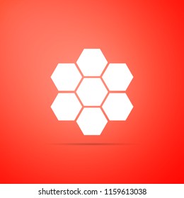 Honeycomb sign icon isolated on orange background. Honey cells symbol. Sweet natural food. Flat design. Vector Illustration