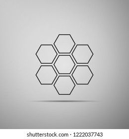 Honeycomb sign icon isolated on grey background. Honey cells symbol. Sweet natural food. Flat design. Vector Illustration