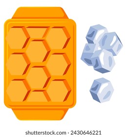 Honeycomb silicone ice cube mold vector cartoon illustration.
