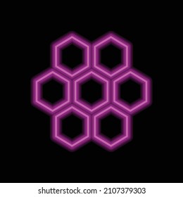 Honeycomb simple icon vector. Flat desing. Purple neon on black background.ai