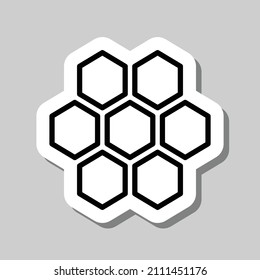 Honeycomb simple icon vector. Flat desing. Sticker with shadow on gray background.ai