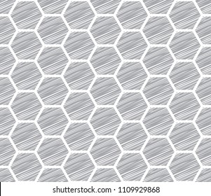 honeycomb sketch pattern seamless, art background vector illustration
