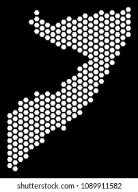 Honeycomb Somalia map. Vector geographic plan on a black background. Abstract Somalia map concept is created of hexagon elements.