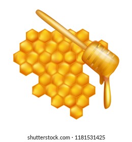 Honeycomb. Spoon for honey. Honey. sweet. honey shop or bakery. Vector design of honey syrup for desserts or cafeteria and patisserie cakes and cookies. 
