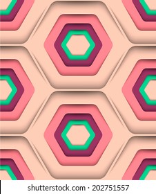 Honeycomb Spring Colors, Vector Seamless Pattern.