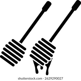 Honeycomb Stick and Honey Drip Icon – Beekeeping Equipment