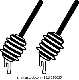 Honeycomb Stick and Honey Drip Icon – Beekeeping Equipment