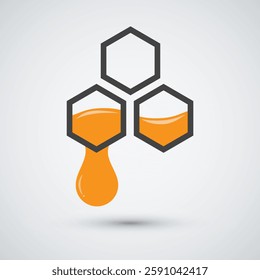 Honeycomb with sweet melting honey logo design honeycraft and beekeeping concept