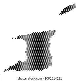 Honeycomb Trinidad and Tobago map. Vector geographic plan on a white background. Abstract Trinidad and Tobago map mosaic is constructed of hex tile items.
