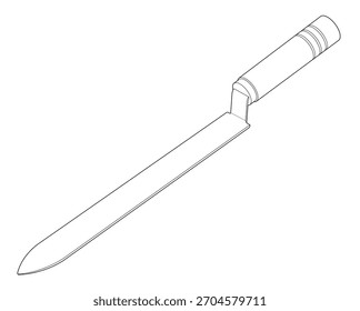 Wabenmesser zum Entkappen. Vektorgrafik eines isolierten Imkerwerkzeugs auf weißem Hintergrund, das ein spezialisiertes Messer zeigt, das für Imkereiaufgaben verwendet wird.