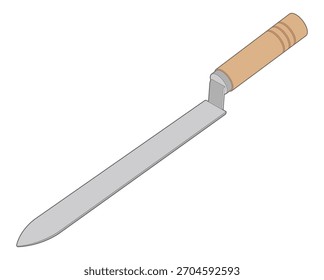 Wabenmesser zum Entkappen. Vektorgrafik eines isolierten Imkerwerkzeugs auf weißem Hintergrund, das ein spezialisiertes Messer zeigt, das für Imkereiaufgaben verwendet wird.