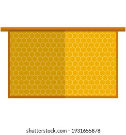 Honeycomb Vector. Bee Hive Honey Grid Frame With Hexagon Pollen Cell Icon Isolated On White Background