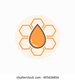 Honeycomb vector flat icon. Honey farm colorful sign or logo element
