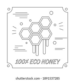 Ilustración del icono del vector Honeycomb. Diseño de líneas de arte. Negro sobre fondo blanco. Estilo sencillo.