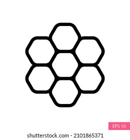 Honeycomb vector icon in line style design for website design, app, UI, isolated on white background. Editable stroke. EPS 10 vector illustration.