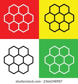 Honeycomb Vector Icon, Lineal style icon, from Agriculture icons collection, isolated on Red, Yellow, White and Green Background.