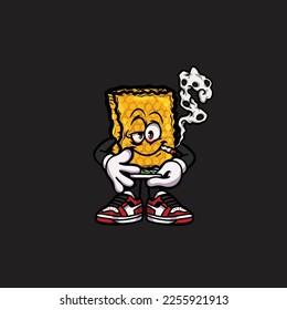 honeycomb vector making joint and smoking nug weed cartoon