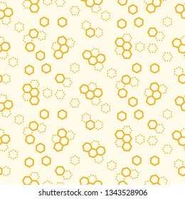 Honeycomb vector seamless pattern print yellow cell texture.