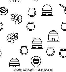 Honeycomb Vector Seamless Pattern Thin Line Illustration