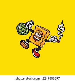honeycomb vector smoking joint hold nug weed cartoon