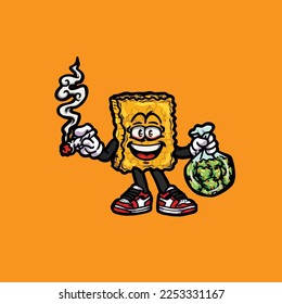 caricatura de nug weed vectorial de abeja humeante