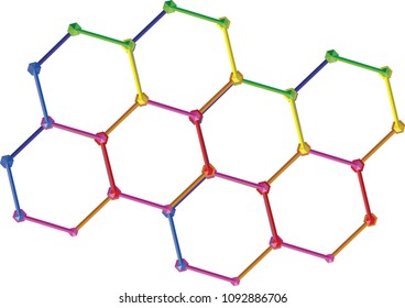Honeycomb wallpaper. Repeated interlocking polygons tessellation.
