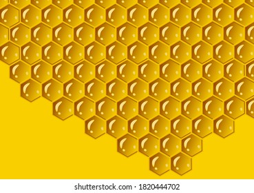 Honeycomb yellow composition background. Vector illustration of geometric texture. Seamless hexagons pattern.