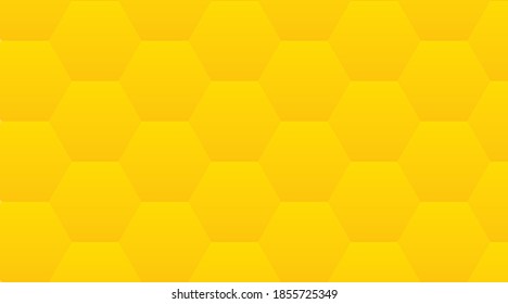 Redes de honeypes de celdas de cuadrícula de hexágono de vector brillante en la ilustración de fondo amarillo