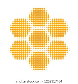 Honeycombs halftone dotted icon. Halftone pattern contains round elements. Vector illustration of honeycombs icon on a white background.