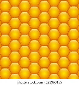 Honeycombs with honey. Background texture. Vector Image.